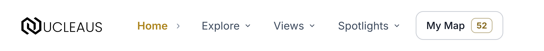 The app header: Home, Explore, Views, Spotlights, and the My Map button with its live count